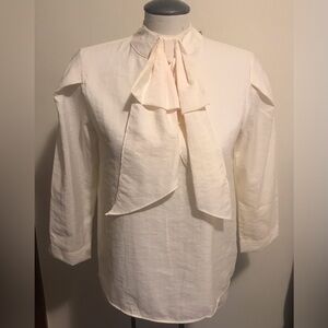 NWT - Zara Off-white Blouse with Tie Detail- Size XS